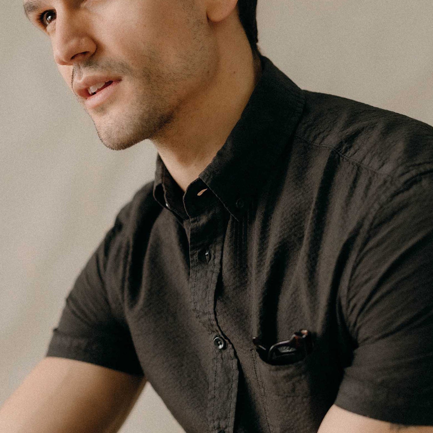Taylor Stitch Faded Black Seersucker Jack Shirt
