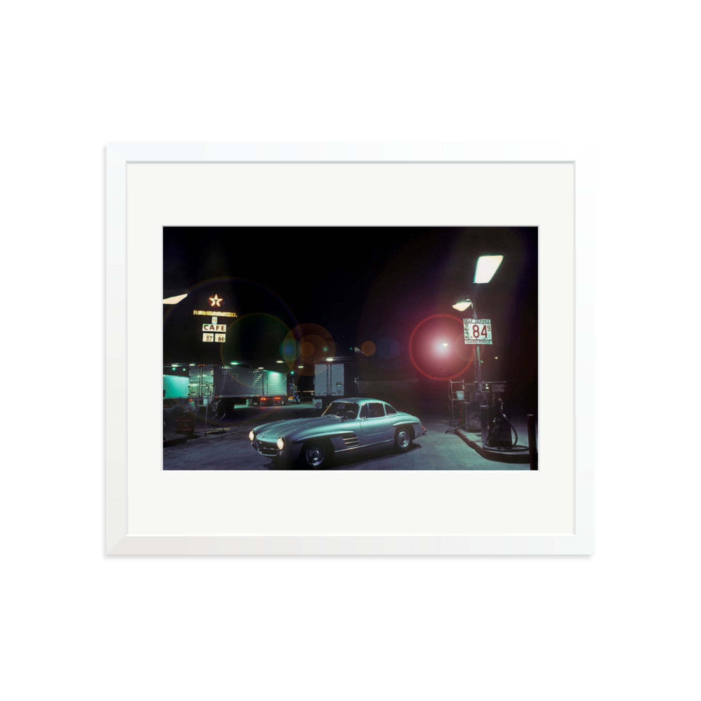 The Gas Station Framed Print White Large