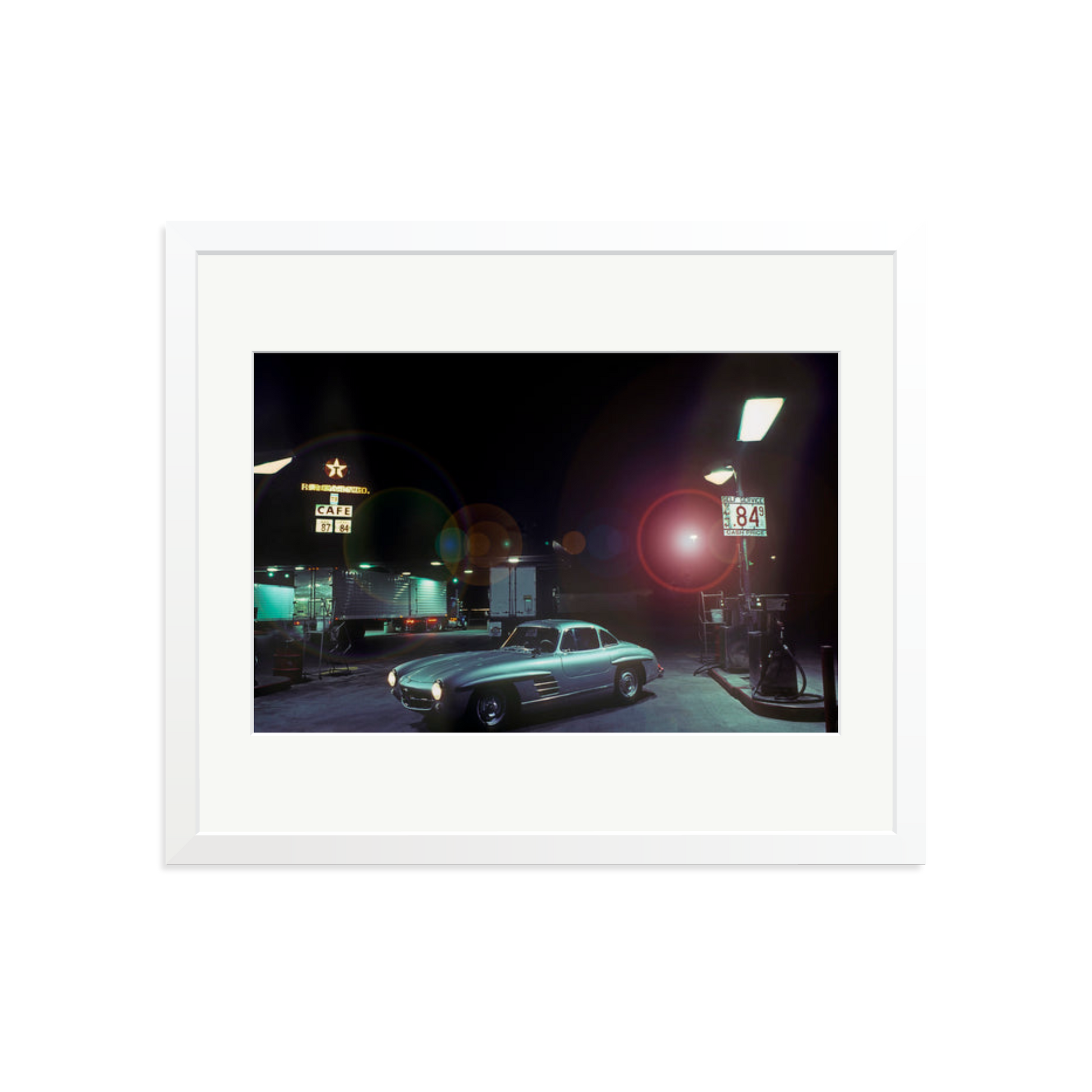 The Gas Station Framed Print White Large