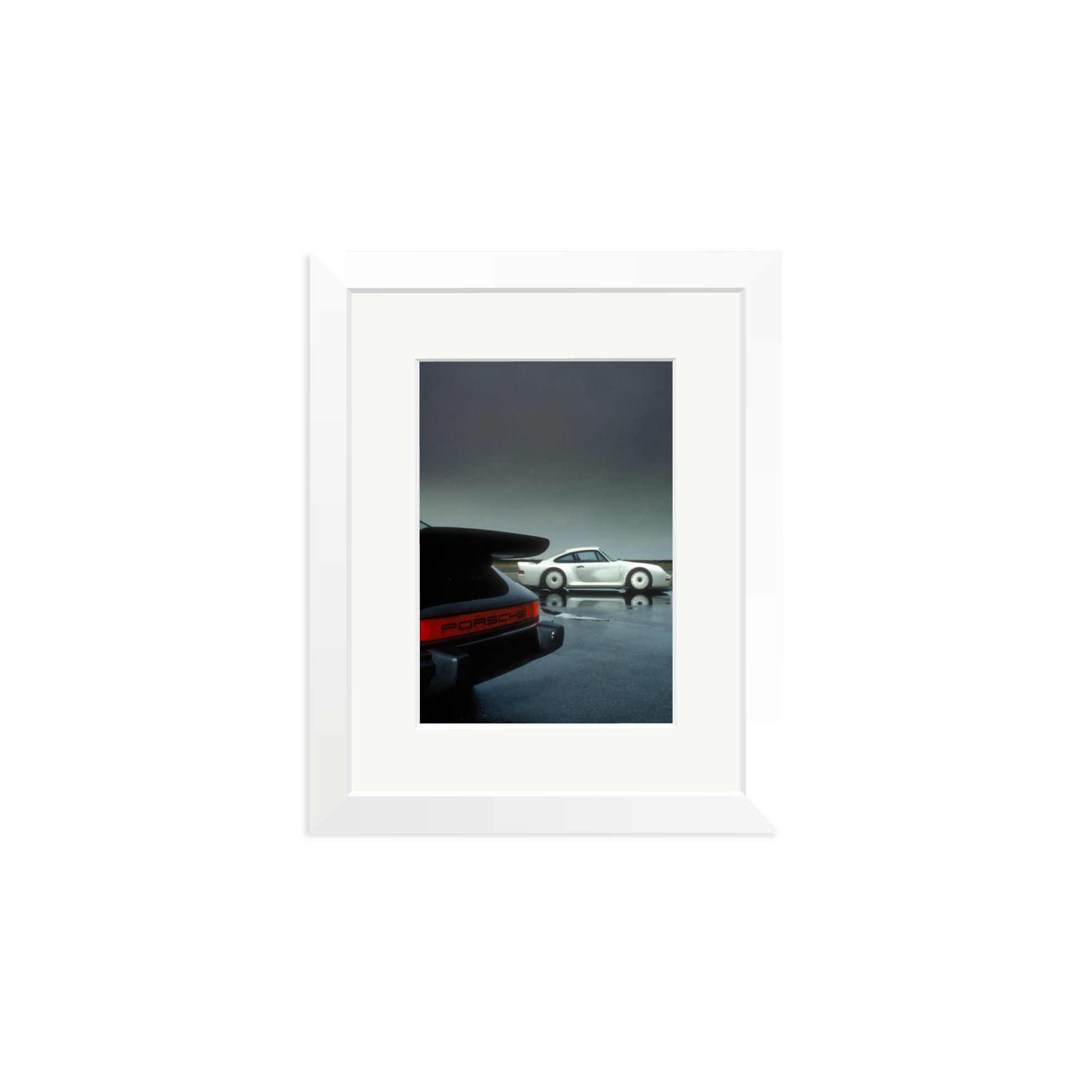 Porsche Test Track Framed Print White Small