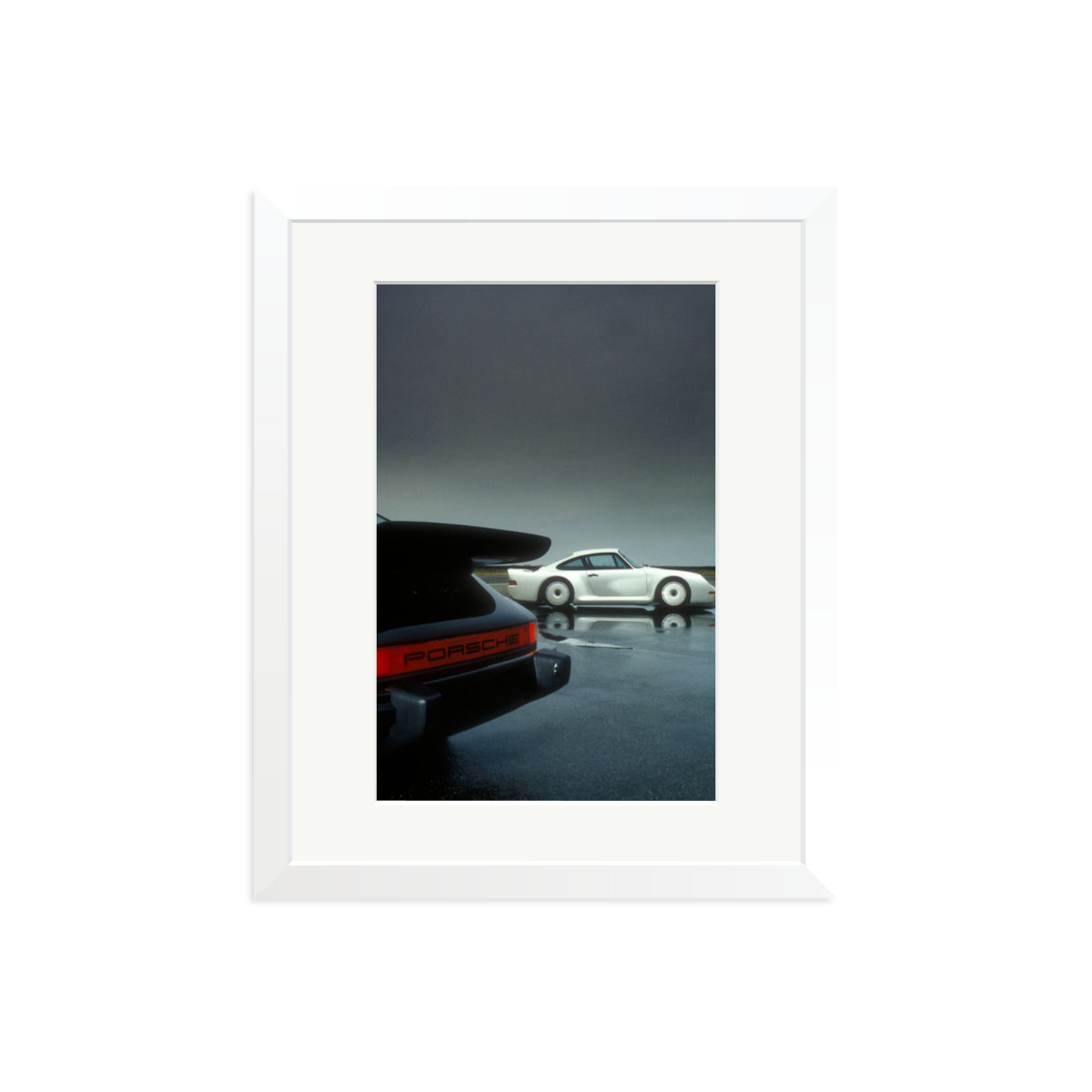 Porsche Test Track Framed Print White Medium