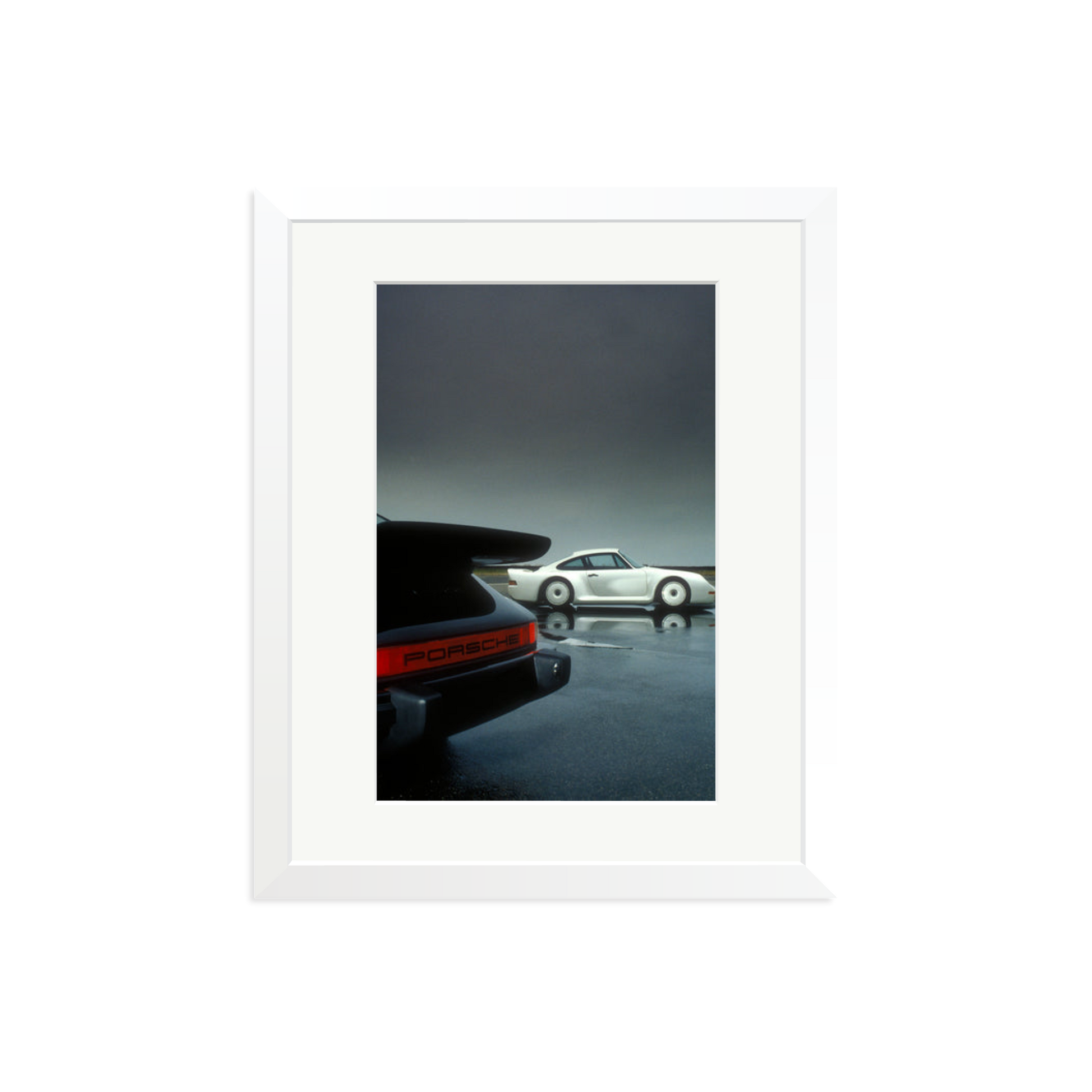 Porsche Test Track Framed Print White Medium