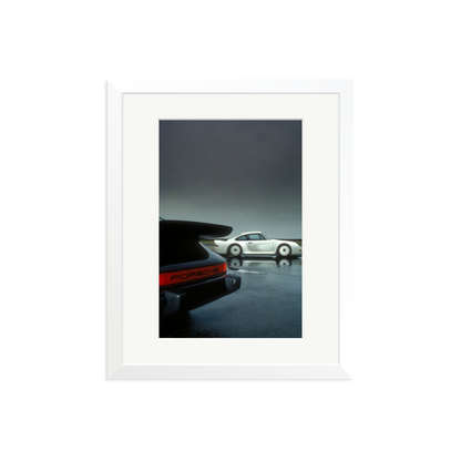 Porsche Test Track Framed Print White Medium