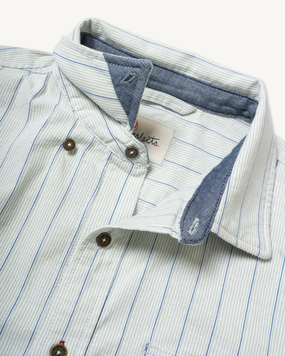 Tradesman Button-Down in Striped Chambray