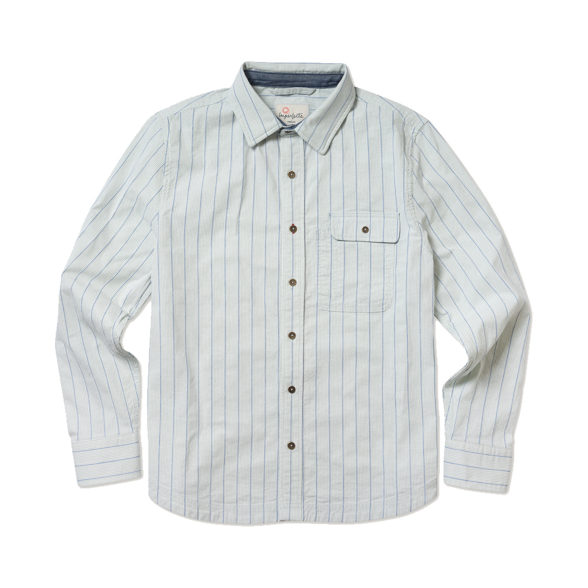 Imperfects Tradesman Button-Down in Striped Chambray