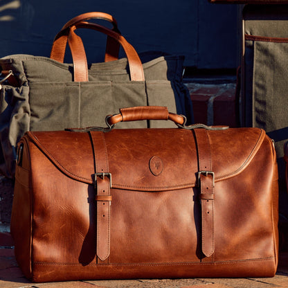 Tom Beckbe Leather Weekender Duffel Bag