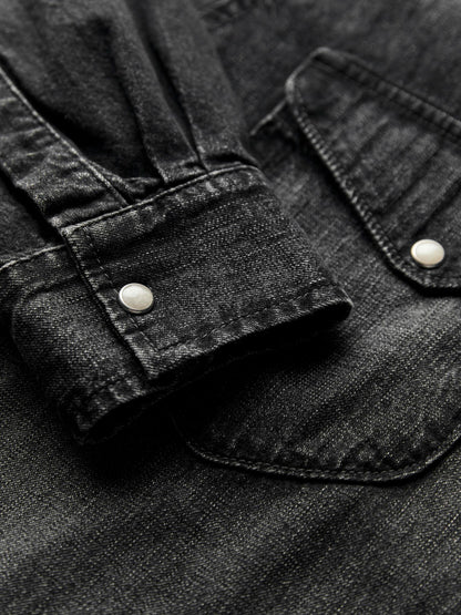 hayes washed black pearl snap