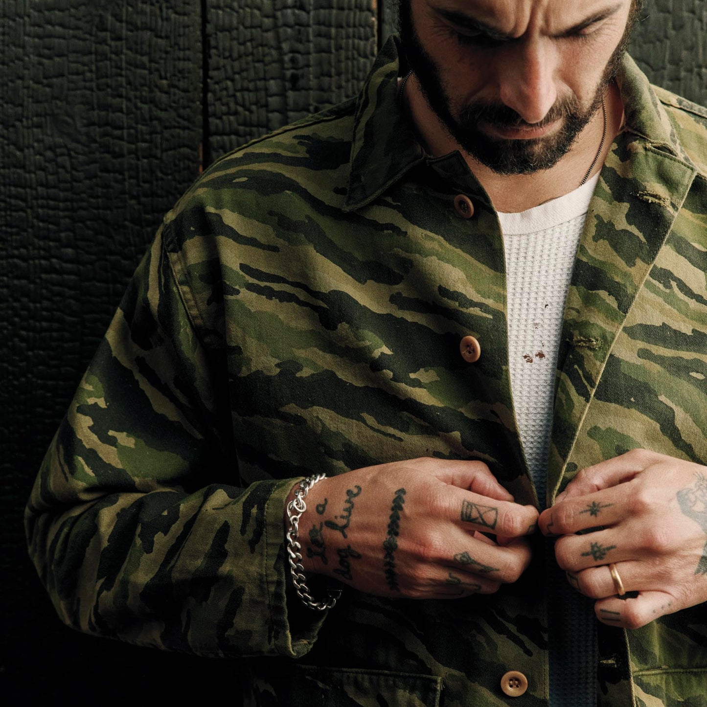 Imogene+Willie fatigue jacket in brushstroke camo