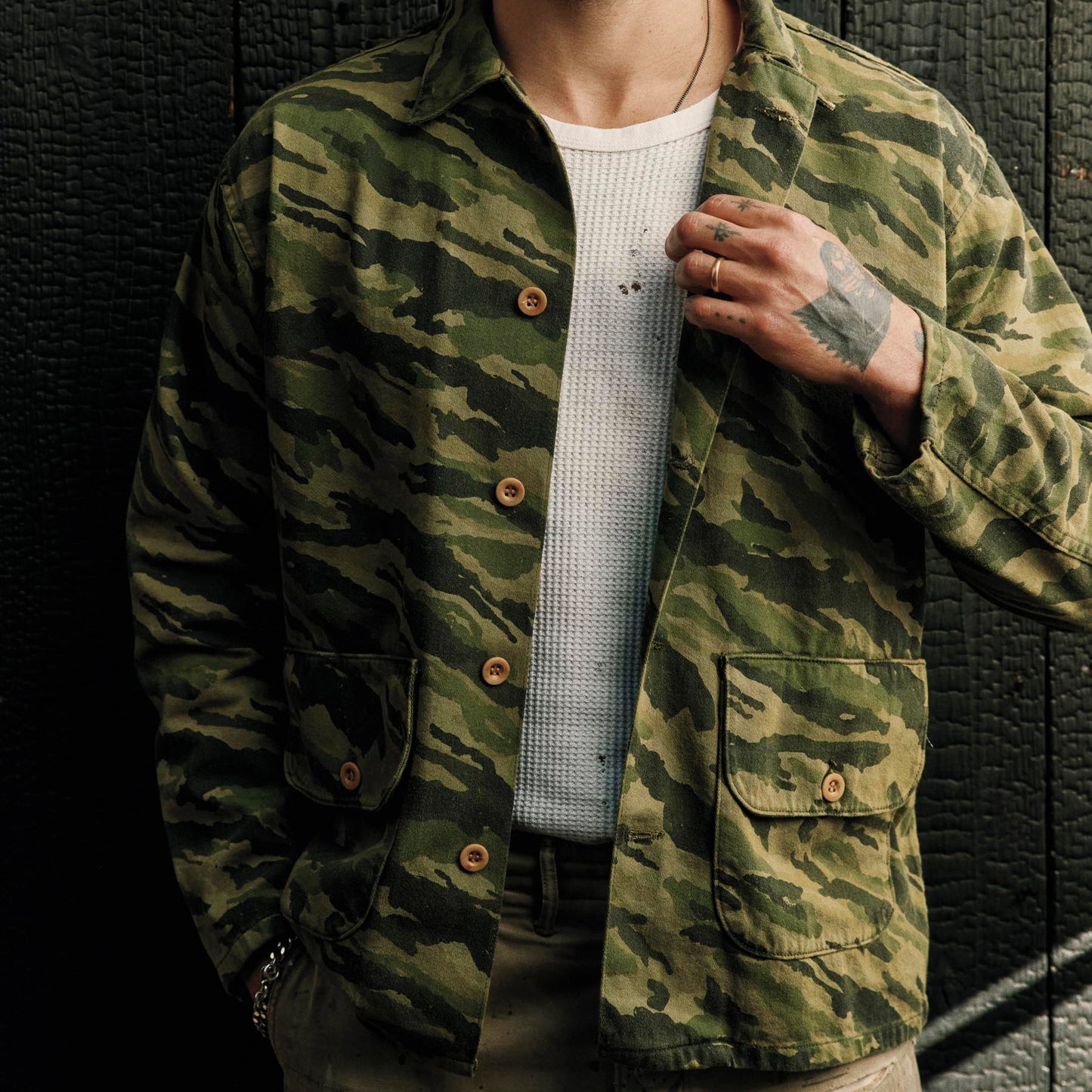 Imogene+Willie fatigue jacket in brushstroke camo