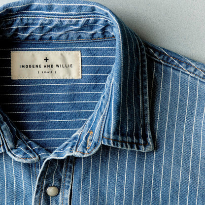 Imogene+Willie hayes indigo stripe pearl snap