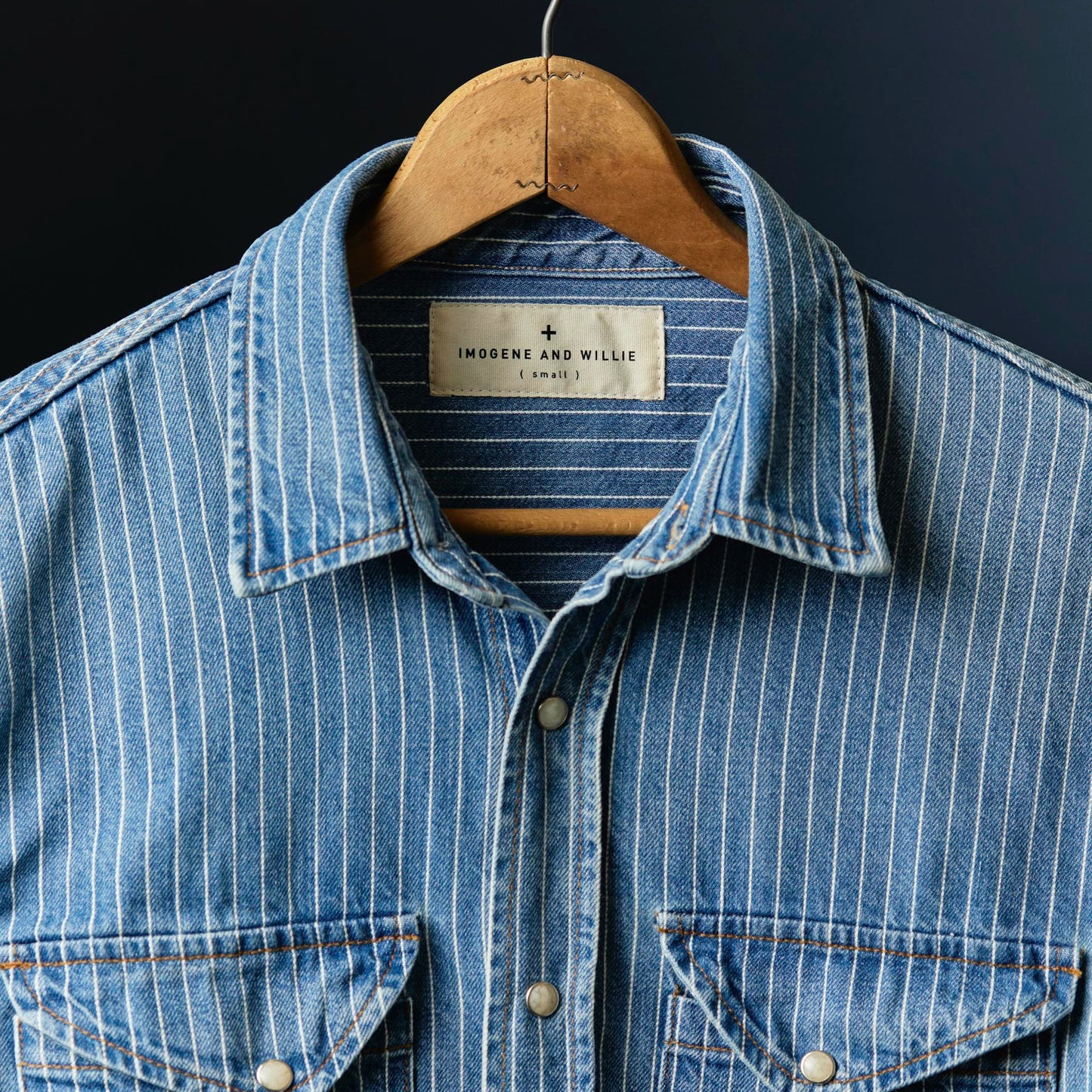 Imogene+Willie hayes indigo stripe pearl snap