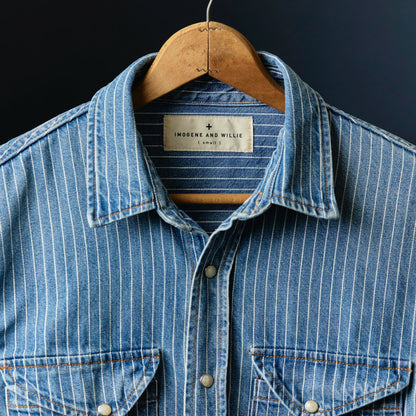 Imogene+Willie hayes indigo stripe pearl snap
