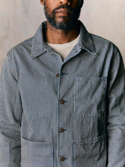 the utility coat in hickory stripe