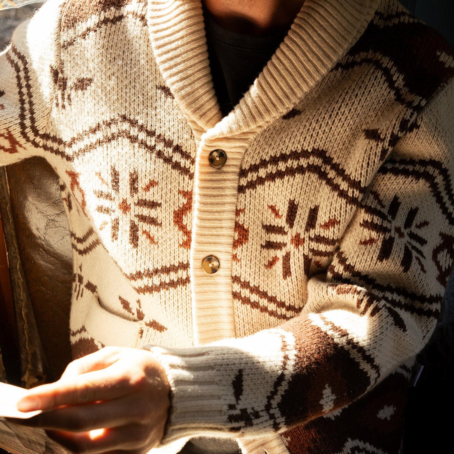 Iron & Resin Wincha Shawl Collar Sweater