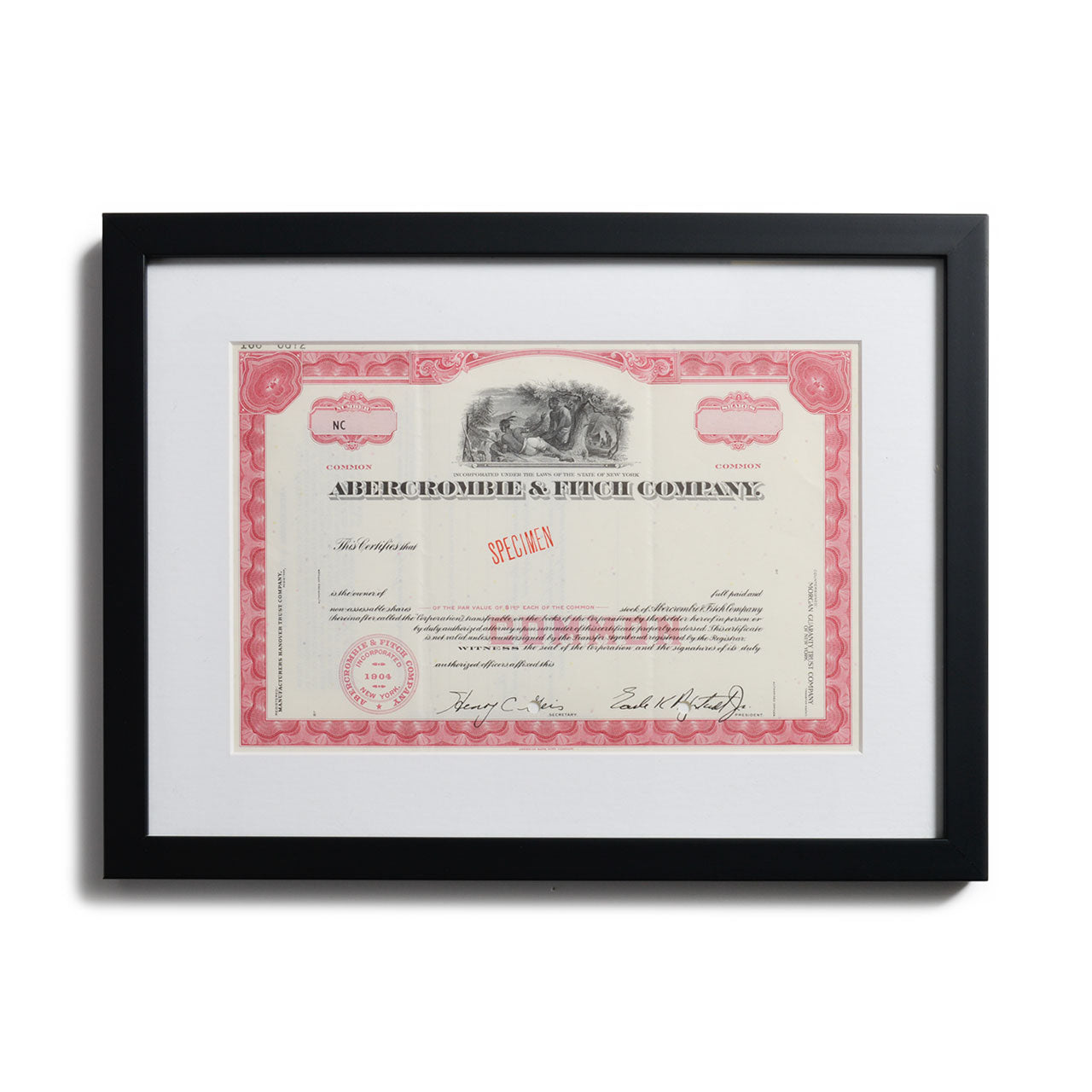 Abercrombie & Fitch Framed Stock Certificate