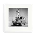 Land Rover in the Algerian Sahara Framed Print - White