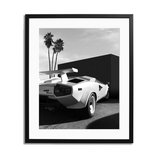 Lamborghini and Palm Trees Framed Print