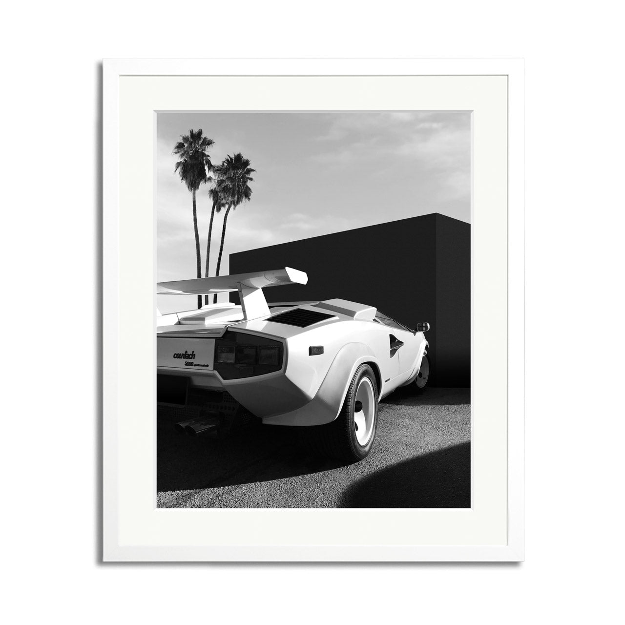 Lamborghini and Palm Trees Framed Print