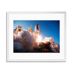 Space Shuttle Discovery Liftoff Framed Print - White