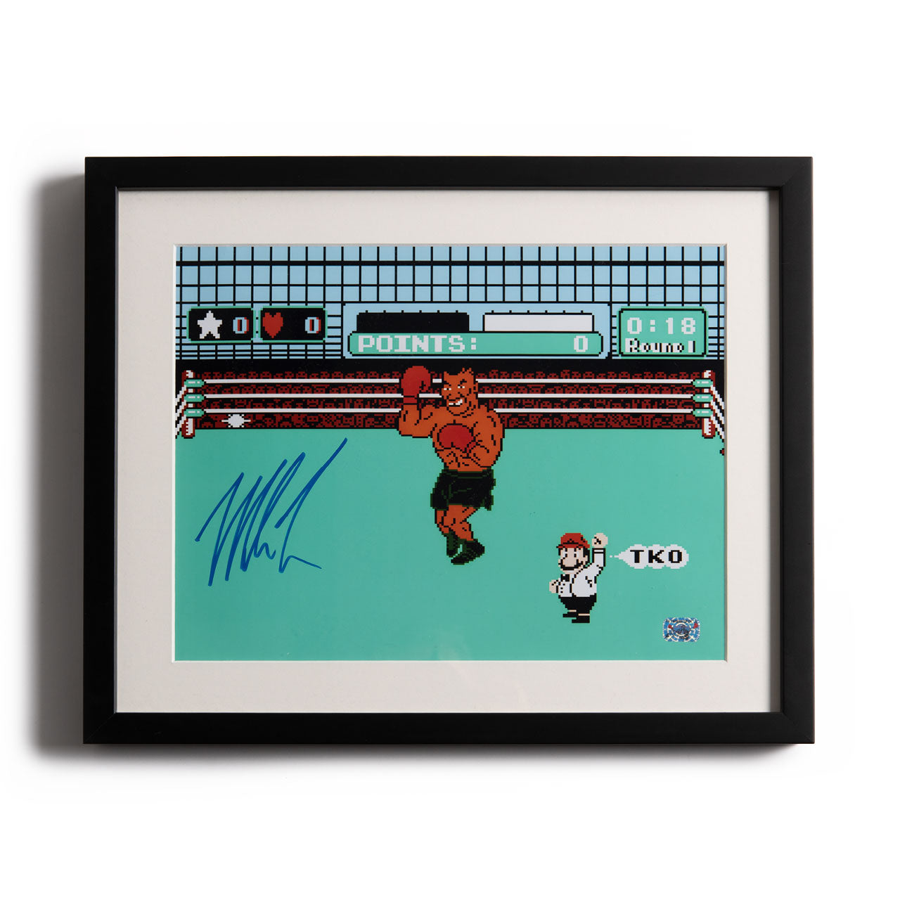 Mike Tyson Autographed Punch-Out Framed Print