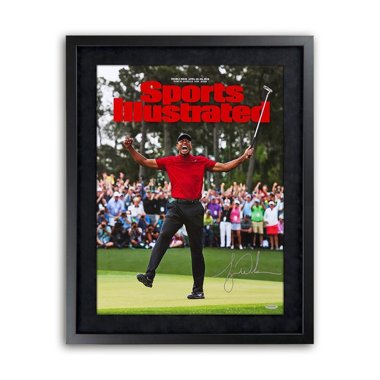 Tiger Woods 2019 Masters signierter SI-Cover, gerahmter Druck